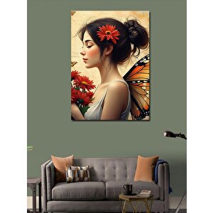 Kanvas Tablo Çiçekli Peri Kız 100x140 cm