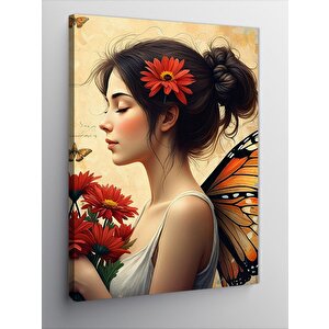 Kanvas Tablo Çiçekli Peri Kız 70x100 cm