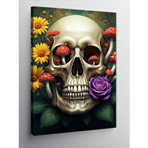 Kanvas Tablo Çiçekli Kafatası 100x140 cm