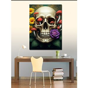 Kanvas Tablo Çiçekli Kafatası 100x140 cm