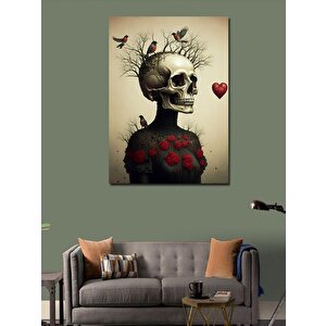Kanvas Tablo Çiçekli Kuru Kafa 100x140 cm