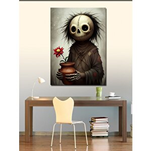 Kanvas Tablo Kafatası Ve Çiçek 100x140 cm