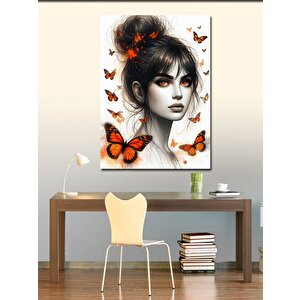 Kanvas Tablo Kelebek Kadın 100x140 cm