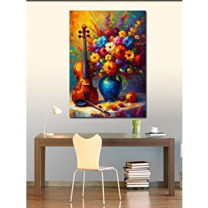 Kanvas Tablo Çiçekli Keman 70x100 cm