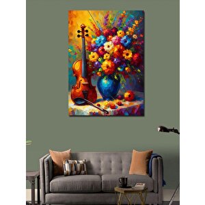 Kanvas Tablo Çiçekli Keman 70x100 cm