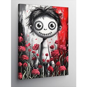 Kanvas Tablo Çiçeklerle Çevrili Gotik Karakter 100x140 cm