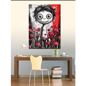 Kanvas Tablo Çiçeklerle Çevrili Gotik Karakter 100x140 cm