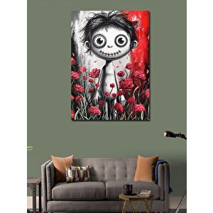 Kanvas Tablo Çiçeklerle Çevrili Gotik Karakter 100x140 cm
