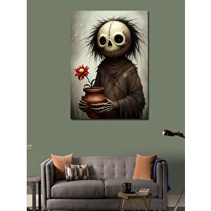 Kanvas Tablo Kafatası Ve Çiçek 70x100 cm