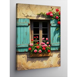 Kanvas Tablo Çiçekli Pencere 70x100 cm