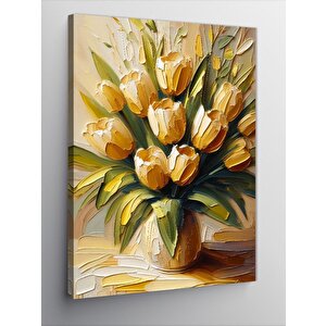 Kanvas Tablo Sarı Lale Çiçek Buketi 70x100 cm