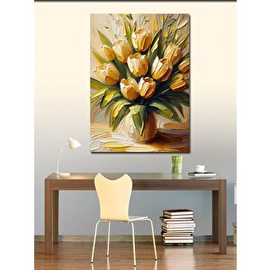 Kanvas Tablo Sarı Lale Çiçek Buketi 70x100 cm