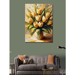Kanvas Tablo Sarı Lale Çiçek Buketi 70x100 cm
