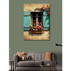 Kanvas Tablo Çiçekli Pencere 100x140 cm