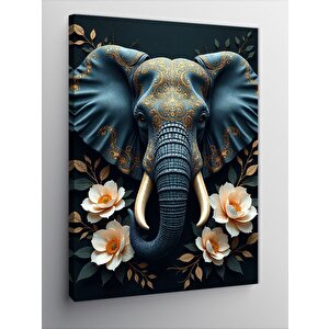 Kanvas Tablo Fil Çiçekler İle Portre 70x100 cm