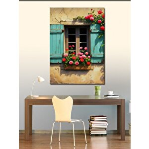 Kanvas Tablo Çiçekli Pencere