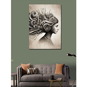Kanvas Tablo Çiçekli Kadın Portresi 100x140 cm