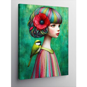 Kanvas Tablo Çiçekli Saçlı Kız 70x100 cm