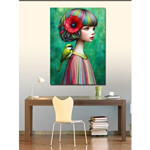 Kanvas Tablo Çiçekli Saçlı Kız 70x100 cm