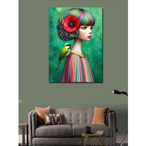 Kanvas Tablo Çiçekli Saçlı Kız 70x100 cm