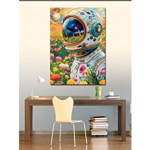 Kanvas Tablo Çiçeklerle Astronot