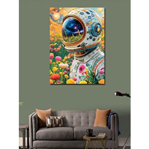 Kanvas Tablo Çiçeklerle Astronot