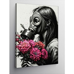 Kanvas Tablo Maske Ve Çiçek 70x100 cm