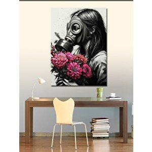 Kanvas Tablo Maske Ve Çiçek 70x100 cm