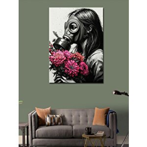 Kanvas Tablo Maske Ve Çiçek 70x100 cm