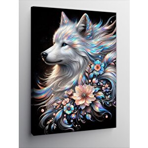 Kanvas Tablo Çiçekli Kurt 70x100 cm