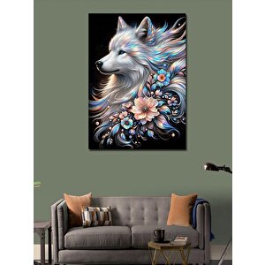 Kanvas Tablo Çiçekli Kurt 70x100 cm