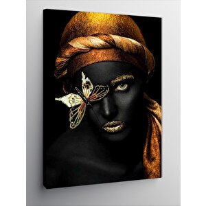 Kanvas Tablo Altın Kelebekli Kadın 100x140 cm
