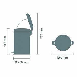 Newicon Matt Black Pedalli Çöp Kutusu 20l