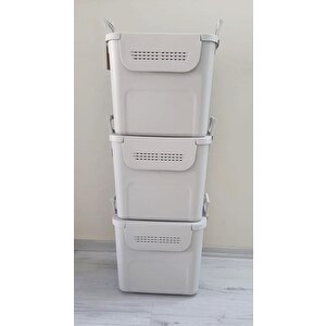 Motek  Mybox 3x30 Litre Kulplu Çok Amaçlı Organizer Saklama Kutusu-mt-35