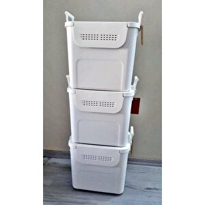 Geseus Motek  Mybox 3x30 Litre Kulplu Çok Amaçlı Organizer Saklama Kutusu-mt-35