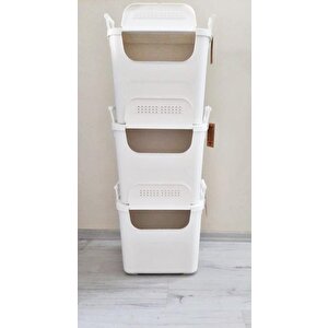 Geseus Motek  Mybox 3x30 Litre Kulplu Çok Amaçlı Organizer Saklama Kutusu-mt-35