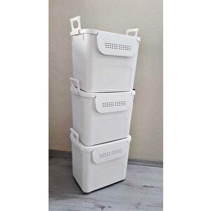 Geseus Motek  Mybox 3x30 Litre Kulplu Çok Amaçlı Organizer Saklama Kutusu-mt-35