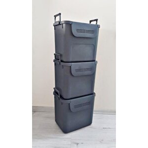 Geseus Motek  Mybox 3x30 Litre Kulplu Çok Amaçlı Organizer Saklama Kutusu-mt-35