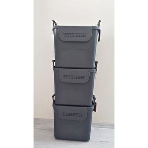Geseus Motek  Mybox 3x30 Litre Kulplu Çok Amaçlı Organizer Saklama Kutusu-mt-35