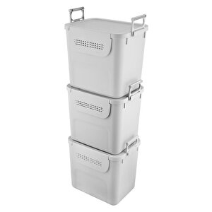Motek  Mybox 3x30 Litre Kulplu Çok Amaçlı Organizer Saklama Kutusu-mt-35