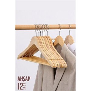 Modacar Natural Ahşap Elbise Askısı 12 Adet Montague Design