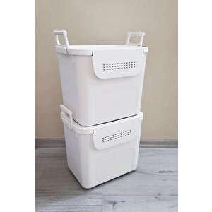 Geseus Motek  Mybox 2x30 Litre Kulplu Çok Amaçlı Organizer Saklama Kutusu-mt-35