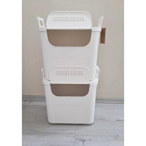 Geseus Motek  Mybox 2x30 Litre Kulplu Çok Amaçlı Organizer Saklama Kutusu-mt-35
