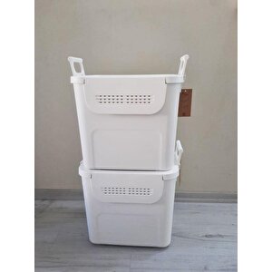Geseus Motek  Mybox 2x30 Litre Kulplu Çok Amaçlı Organizer Saklama Kutusu-mt-35