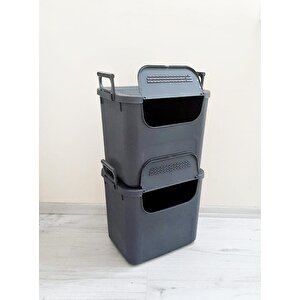 Geseus Motek  Mybox 2x30 Litre Kulplu Çok Amaçlı Organizer Saklama Kutusu-mt-35