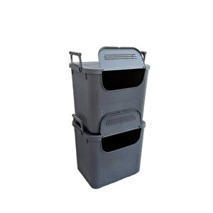 Geseus Motek  Mybox 2x30 Litre Kulplu Çok Amaçlı Organizer Saklama Kutusu-mt-35