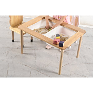 Montessori Çocuk Masa 1 adet Sandalye Seti Kara Tahtalı 58x78x45 cm