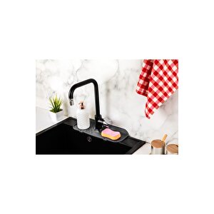 Gri Su Tutucu Musluk Matı Mutfak Banyo Için Koruyucu Musluk Lavabo Bulaşık Süngeri Matı