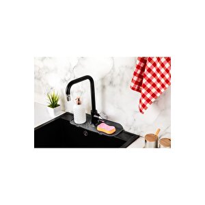 Gri Su Tutucu Musluk Matı Mutfak Banyo Için Koruyucu Musluk Lavabo Bulaşık Süngeri Matı