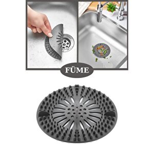 Süzgeçli Lavabo Banyo Küvet Tıkacı, Yuvarlak Evye Küvet Banyo Gider Kapağı Füme Renk